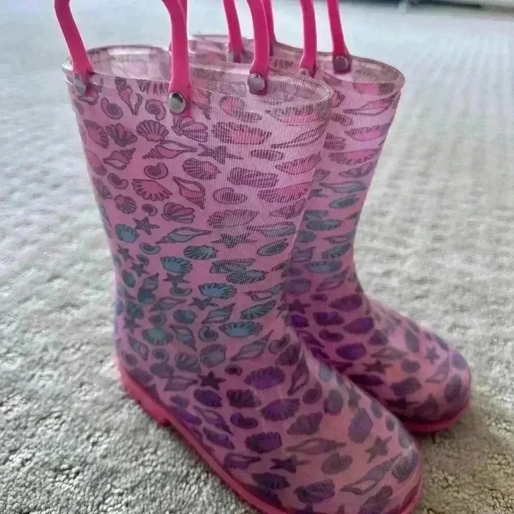 Capelli New York Ombre Seashells Print Rainboot Pink Purple Blue Toddler Girls